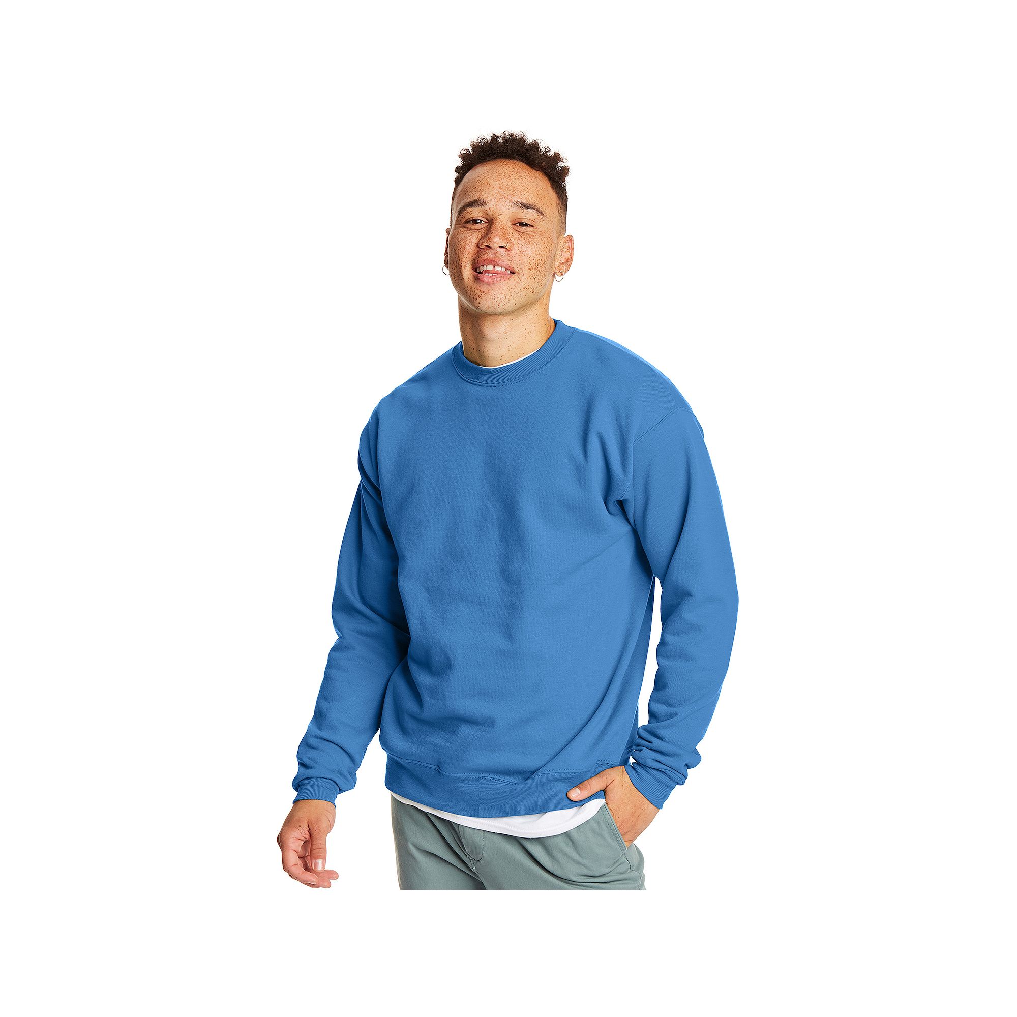 Mens Hanes® EcoSmart Fleece Sweatshirt, Size: Small, Blue Blue