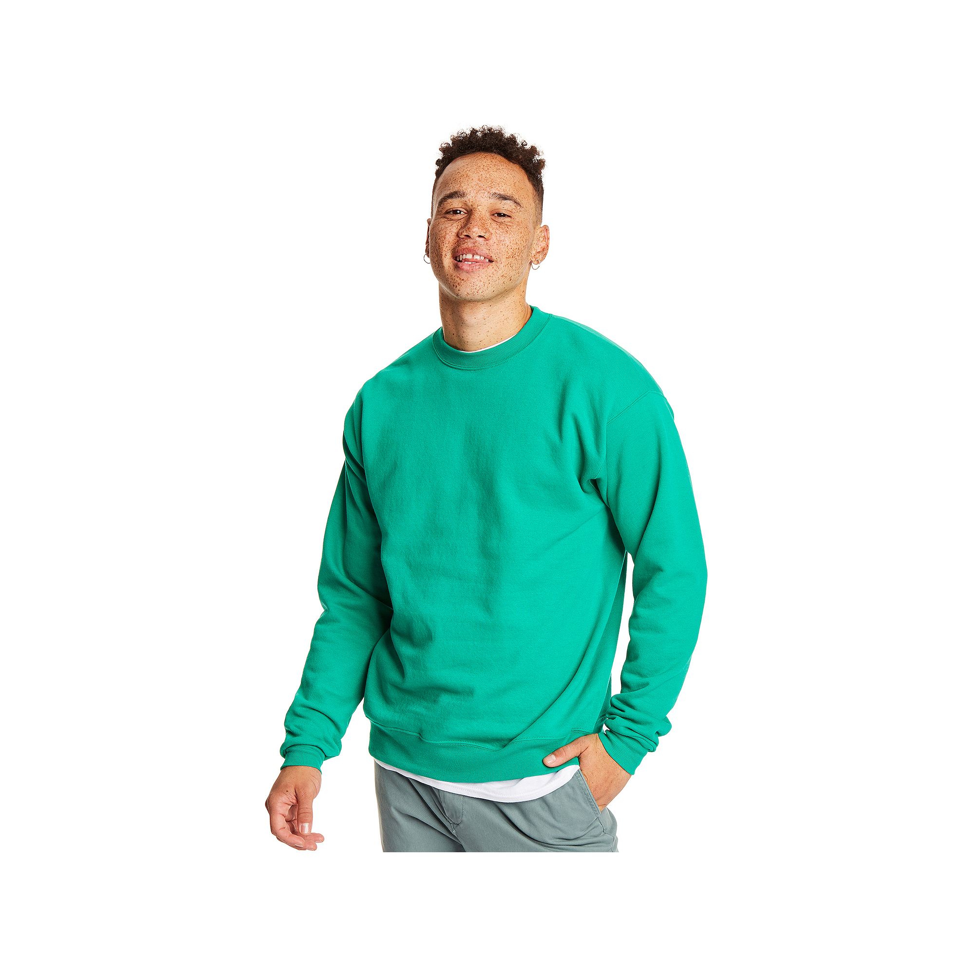 Mens Hanes® EcoSmart Fleece Sweatshirt, Size: Small, Kelly Green