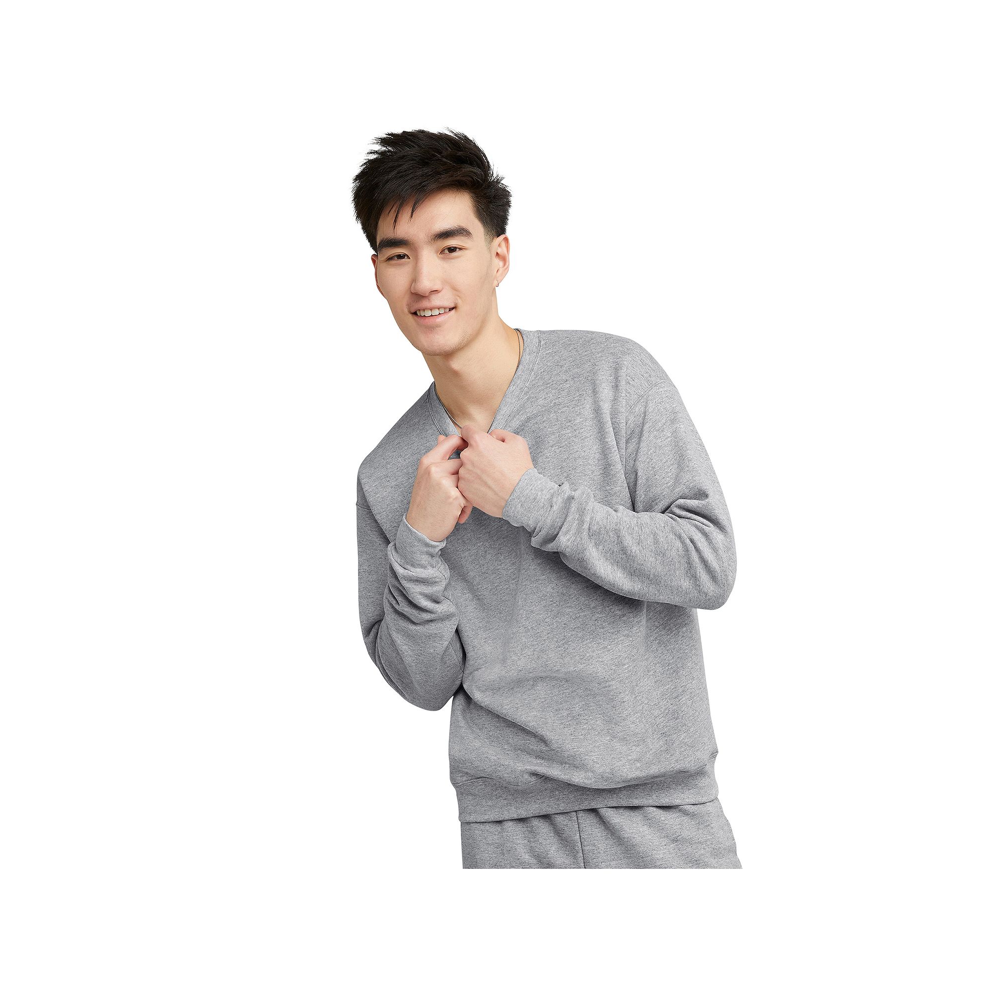 Mens Hanes® EcoSmart Fleece Sweatshirt, Size: Small, Light Silver