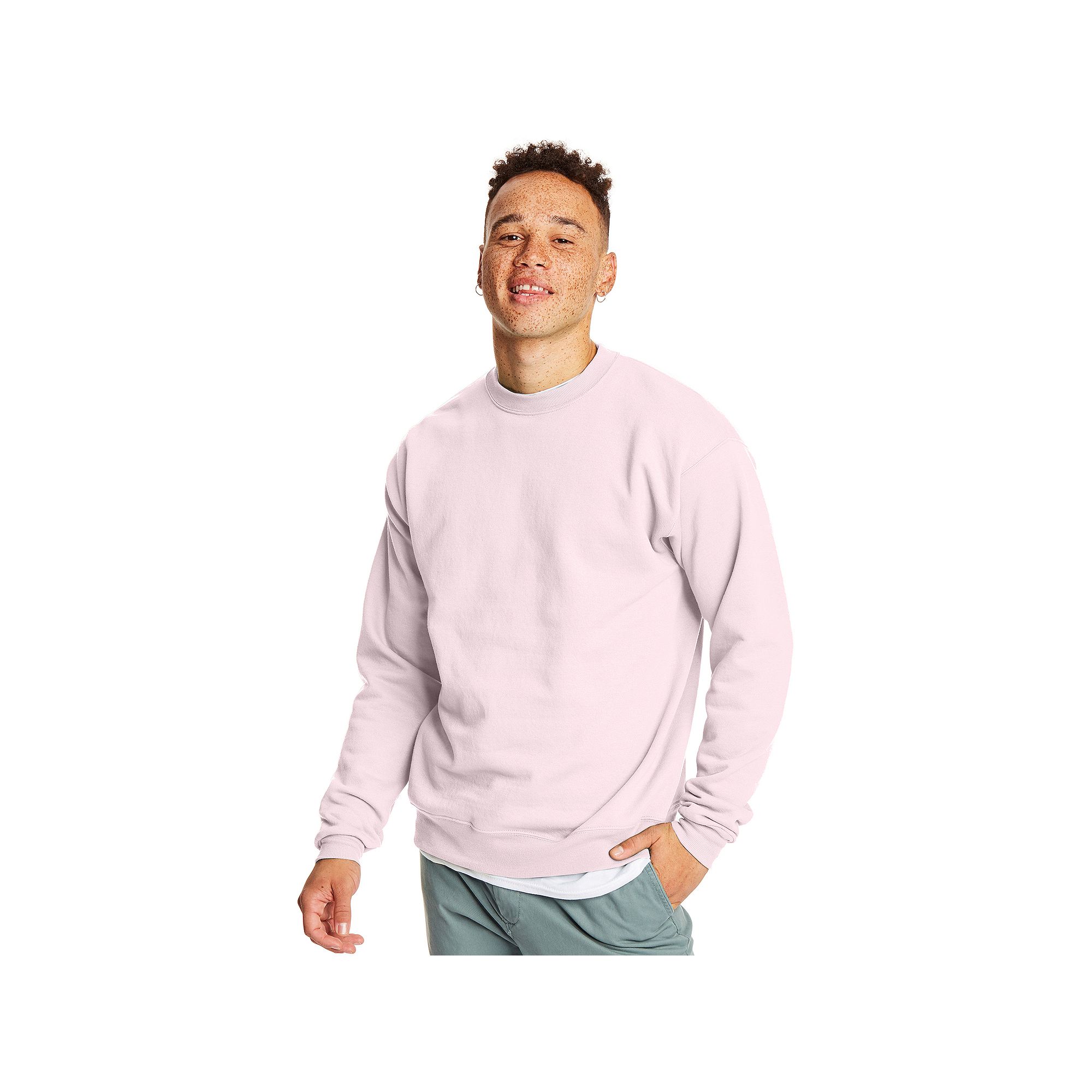 Mens Hanes® EcoSmart Fleece Sweatshirt, Size: Small, Pale Pink