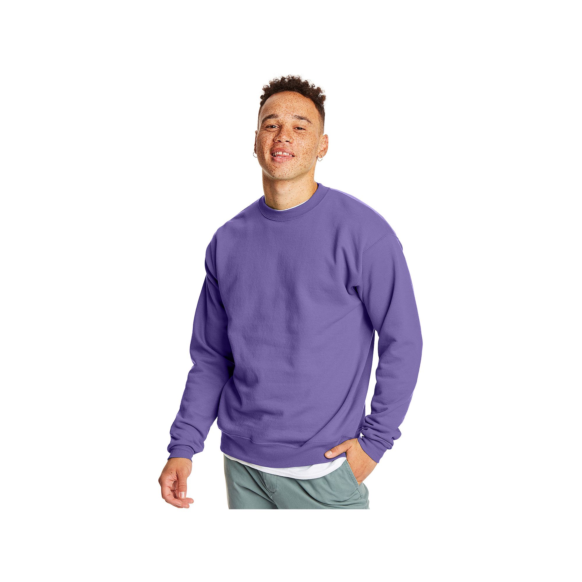 Mens Hanes® EcoSmart Fleece Sweatshirt, Size: Small, Purple