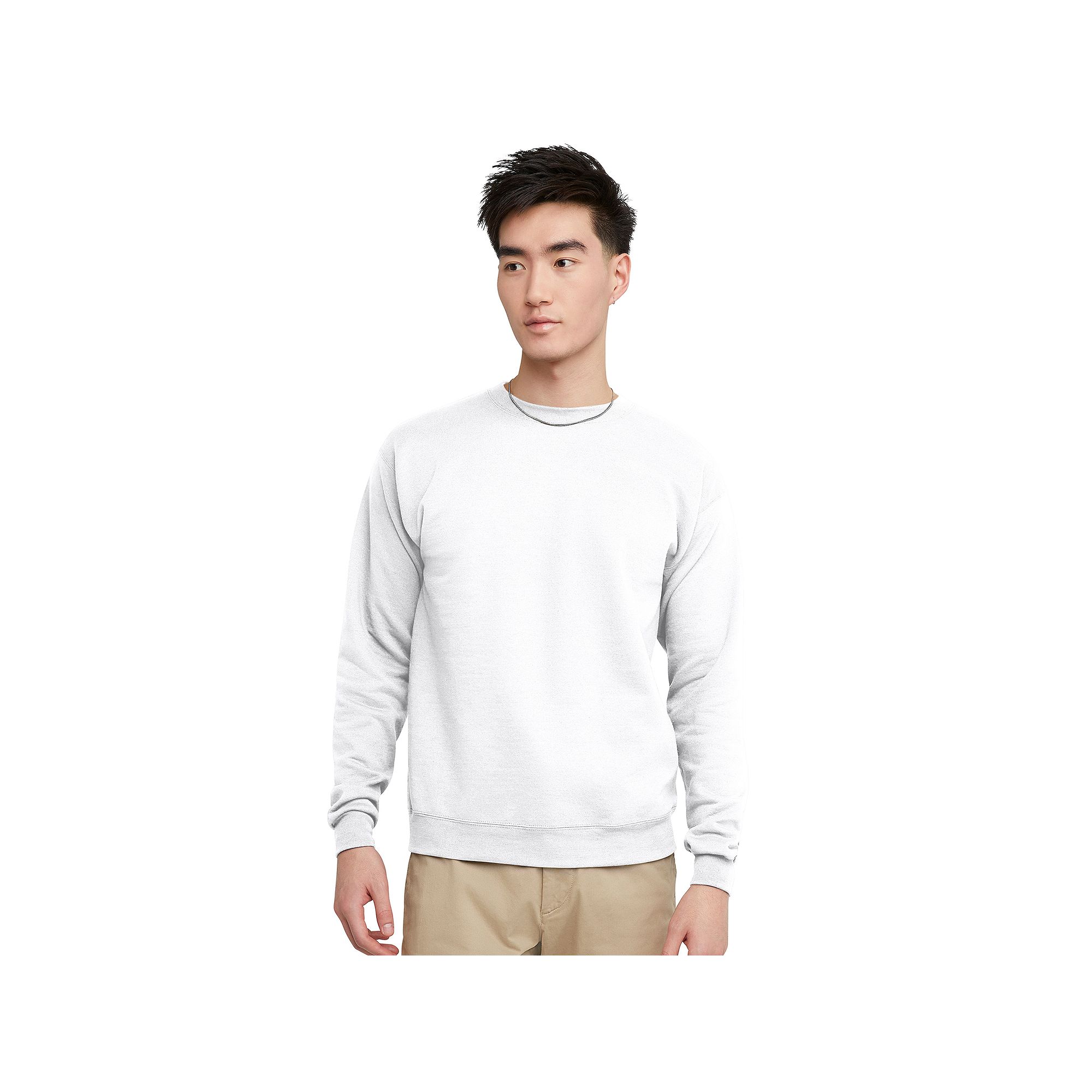 Mens Hanes® EcoSmart Fleece Sweatshirt, Size: Small, White