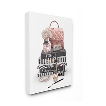 Stupell Home Decor Fashion Bookstack Purse Canvas Wall Art