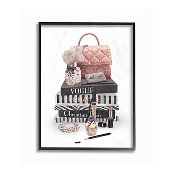 Stupell Home Decor Fashion Bookstack Framed Wall Art
