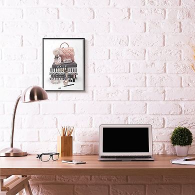 Stupell Home Decor Fashion Bookstack Framed Wall Art