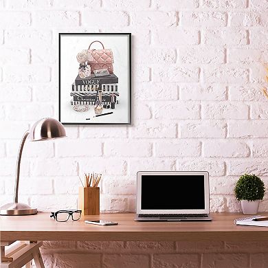 Stupell Home Decor Fashion Bookstack Framed Wall Art