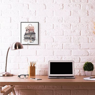 Stupell Home Decor Fashion Bookstack Framed Wall Art