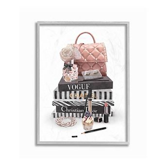 Stupell Home Decor Fashion Bookstack Purse Framed Wall Art