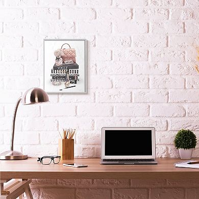 Stupell Home Decor Fashion Bookstack Purse Framed Wall Art