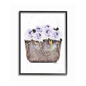 Stupell Home Decor Purple Flower Purse Framed Wall Art