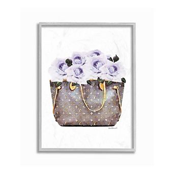 Stupell Home Decor Purple Flower Purse Watercolor Framed Wall Art