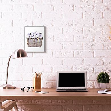 Stupell Home Decor Purple Flower Purse Watercolor Framed Wall Art