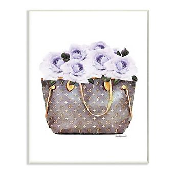 Stupell Home Decor Purple Flower Purse Plaque Wall Art