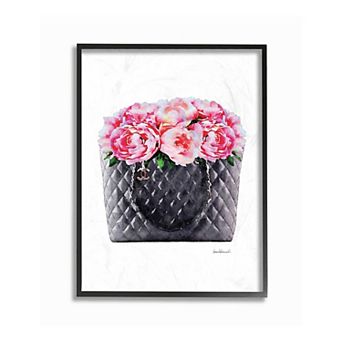 Stupell Home Decor Pink Flower Purse Framed Wall Art