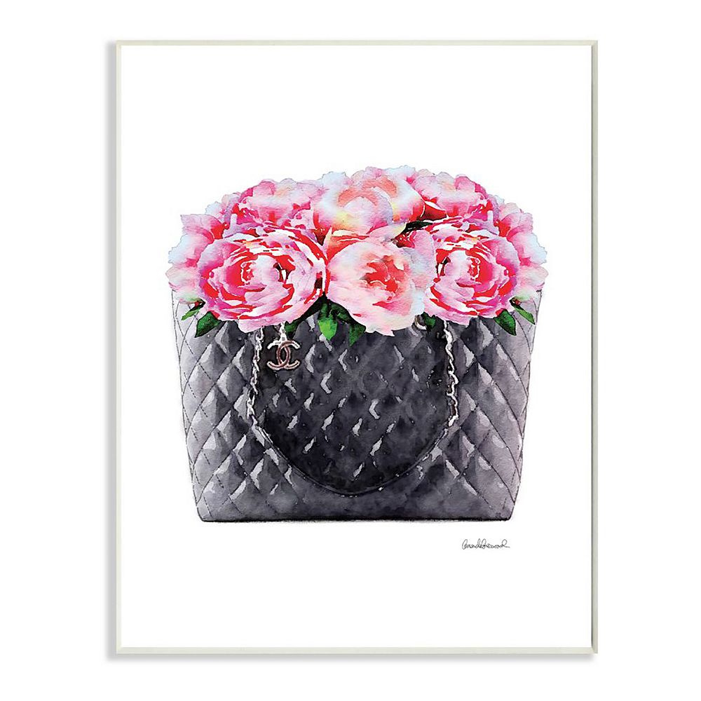 Stupell Home Decor Pink Flower Purse Plaque Wall Art