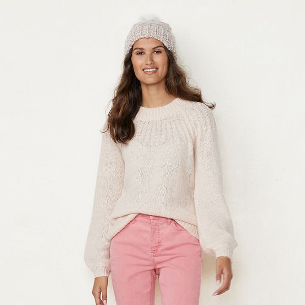 LC Lauren Conrad Dress Women S Small Beige Pink Sweater Long