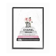 Stupell Black Puppy With Pink Bow On Glam Book Stack Wall Art