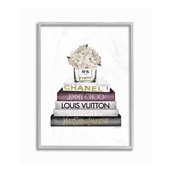 Stupell Home Decor White Flower Bookstack Framed Wall Art