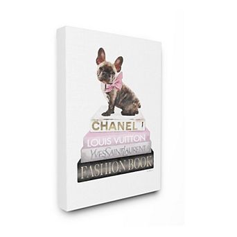 Stupell Home Decor Pink Bow Dog Canvas Wall Art