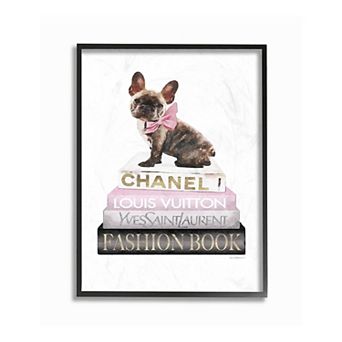 Stupell Home Decor Pink Bow Dog Framed Wall Art