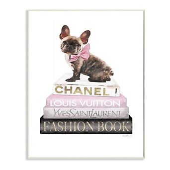 Stupell Home Decor Pink Bow Dog Plaque Wall Art