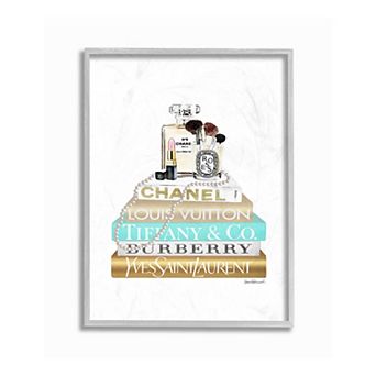 Stupell Home Decor Perfume Bookstack Glam Framed Wall Art
