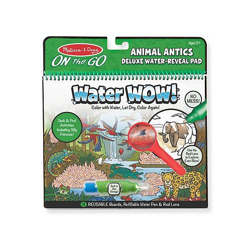 Детские игрушки Melissa & Doug On the Go Water Wow! Reusable Water-Reveal Deluxe Activity Pad--Animal Antics
