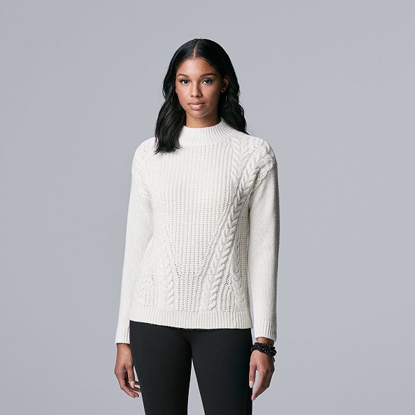 Women's Simply Vera Vera Wang Braided Cable-Knit Sweater