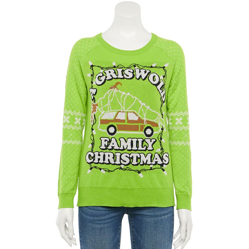 Juniors Griswald Van Christmas Sweater, Girls, Size: XS, Lt Green