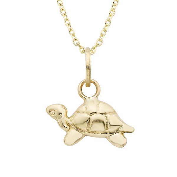 14k Gold Turtle Charm Necklace