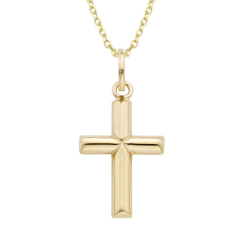 14k Gold Cross Charm Necklace, Womens, Size: 18, Yellow