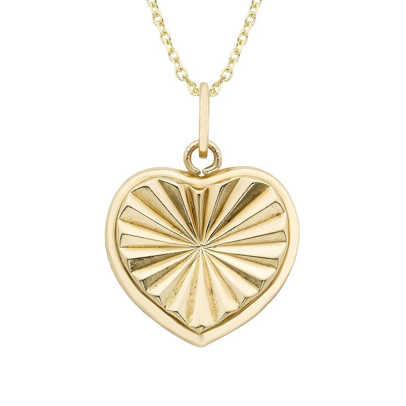 14k Gold Heart Charm Necklace, Womens, Size: 18, Yellow