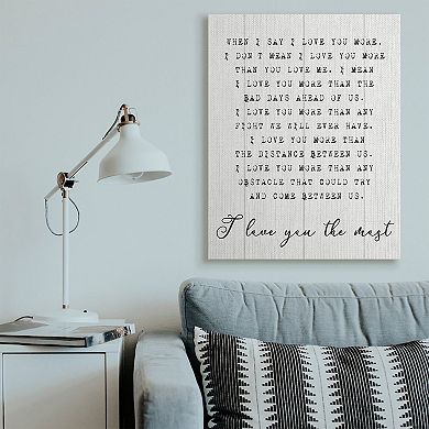 Stupell Home Decor I Love You the Most Canvas Wall Art