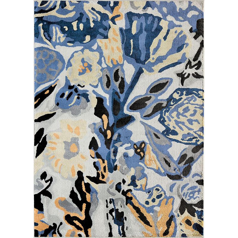 Rugs America Floral Rug, White, 8X10 Ft