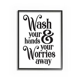 Stupell Home Decor Wash Your Hands Bathroom Framed Wall Art