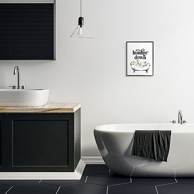 Stupell Home Decor Hunker Down Floral Bathtub Framed Wall Art
