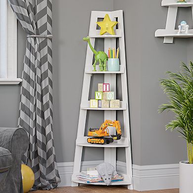 RiverRidge Home Kids 5-Tier Corner Ladder Shelf