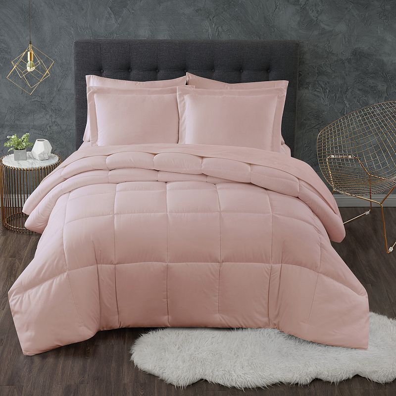 Truly Calm Antimicrobial Down Alternative Comforter Set, Pink, Queen