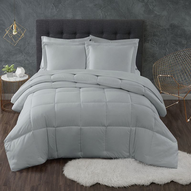 Truly Calm Antimicrobial Down Alternative Comforter Set, Grey, Queen