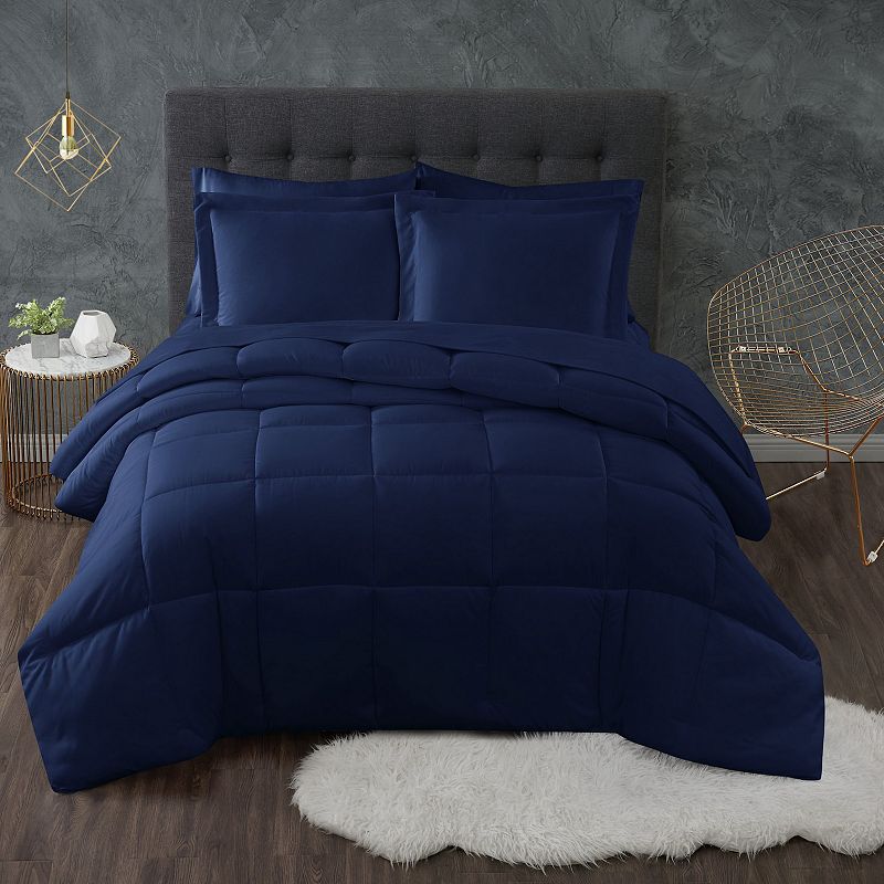 Truly Calm Antimicrobial Down Alternative Comforter Set, Blue, Queen