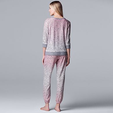 Women's Simply Vera Vera Wang 3/4 Sleeve Pajama Top & Banded Bottom Pajama Pants