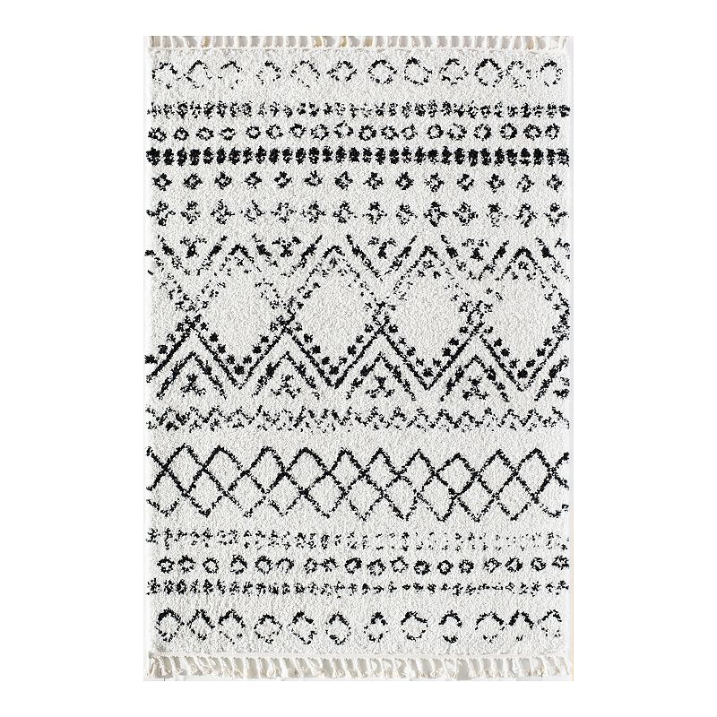 CosmoLiving Rugs America Moon Shadow Rug, White, 5X7 Ft