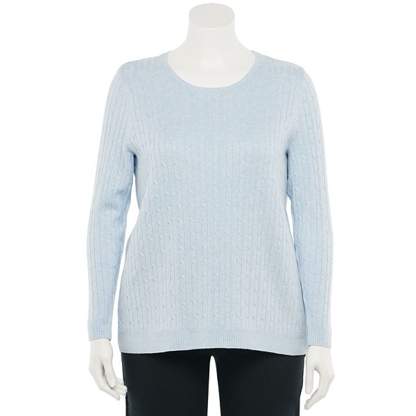 Plus Size Croft & Barrow® The Classic Cable Crewneck Sweater