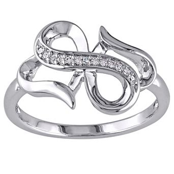 Stella Grace Sterling Silver Diamond Accent Infinity Heart Ring