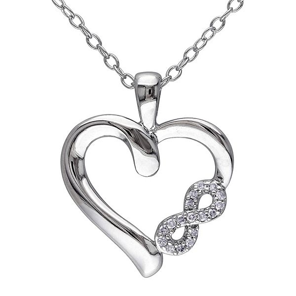 Stella Grace Sterling Silver Diamond Accent Infinity Heart Pendant Necklace