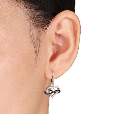 Stella Grace Sterling Silver 1/10 Carat T.W. Diamond Infinity Heart Earrings