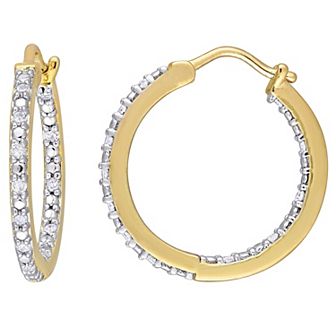 Stella Grace 18k Gold Over Silver 1/4 Carat T.W. Diamond Inside-Out Hoop Earrings