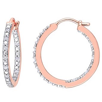 Stella Grace 18k Rose Gold Over Silver 1/4 Carat T.W. Diamond Inside-Out Hoop Earrings