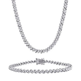 Stella Grace 1 1/2 Carat T.W. Diamond Tennis Bracelet & Necklace Set