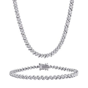 Stella Grace 1 1/2 Carat T.W. Diamond Tennis Bracelet & Necklace Set